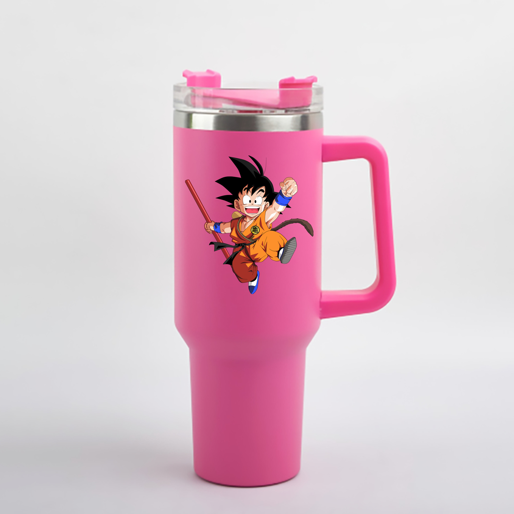 （画像用） ドラゴンボール 孫悟空（そん ごくう）Son Goku カカロット DRAGON BALL Kakarotto 1200mL車用タンブラー - クリスタルステッカー（プラスチックストロー付き）